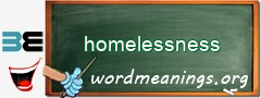 WordMeaning blackboard for homelessness